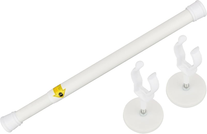 MUTUACTOR 1PCS Magnetic Curtains Rods,Heavy-Duty White Magnetic Door Curtain Rods for Metal Doors 13” to 26”,No Drilling Anti-slip Window Curtain Rod Adjustable Y-Clamp Magnet Holders for Curtains - Image 1